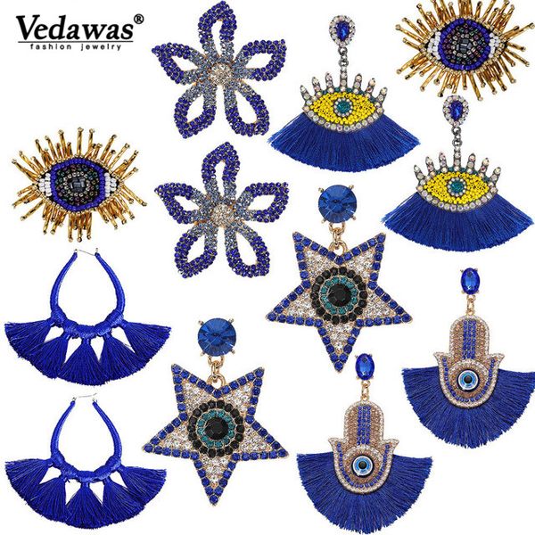 vedawas 2019 trendy blue eyes palm tassel earrings for women handmade stars wedding statement jewelry drop earrings xg3028, Silver
vedawas 2019 trendy blue eyes palm tassel earrings for women handmade stars wedding statement jewelry drop earrings xg3028, Silver
