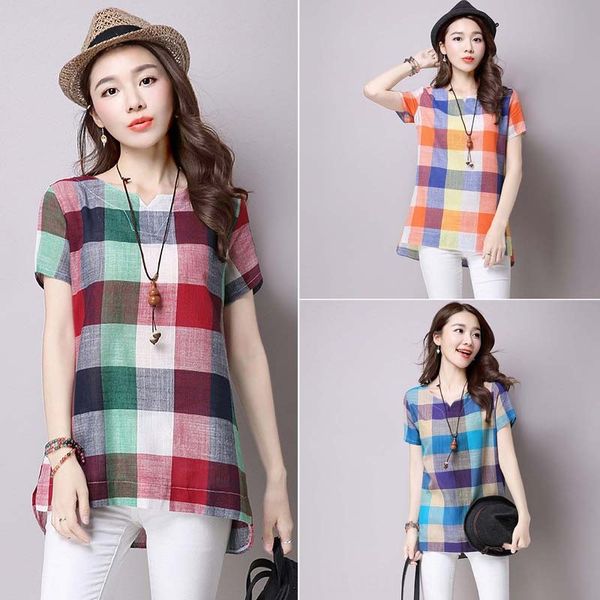literary style large plaid cotton linen v-neck short-sleeved t-shirt women all-match loose base bra t-shirt bra 2020, White
literary style large plaid cotton linen v-neck short-sleeved t-shirt women all-match loose base bra t-shirt bra 2020, White