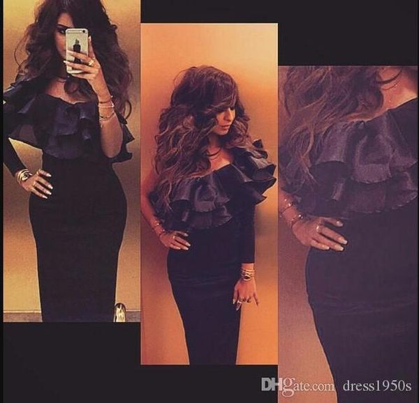 robe de soiree black arabic dress one shoulder tiers formal evening gowns long sleeve mermaid evening dress, Black;red
robe de soiree black arabic dress one shoulder tiers formal evening gowns long sleeve mermaid evening dress, Black;red