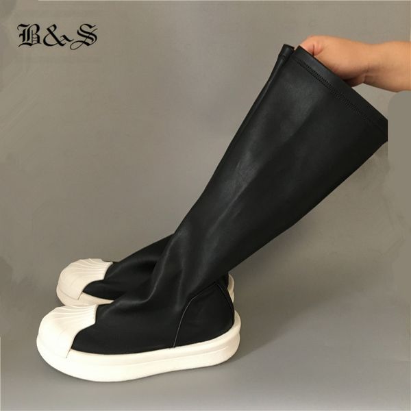 black& street 2018 punk style slip on lightweight sole catwalk sock boots high elastic slim shell head platform boots
black& street 2018 punk style slip on lightweight sole catwalk sock boots high elastic slim shell head platform boots