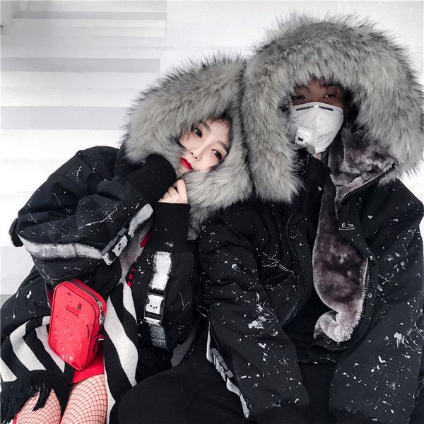 2018winter clothing new inkjet mountain eagle collar thickened cotton suit men and women loose lovers cotton coat coat, Black
2018winter clothing new inkjet mountain eagle collar thickened cotton suit men and women loose lovers cotton coat coat, Black