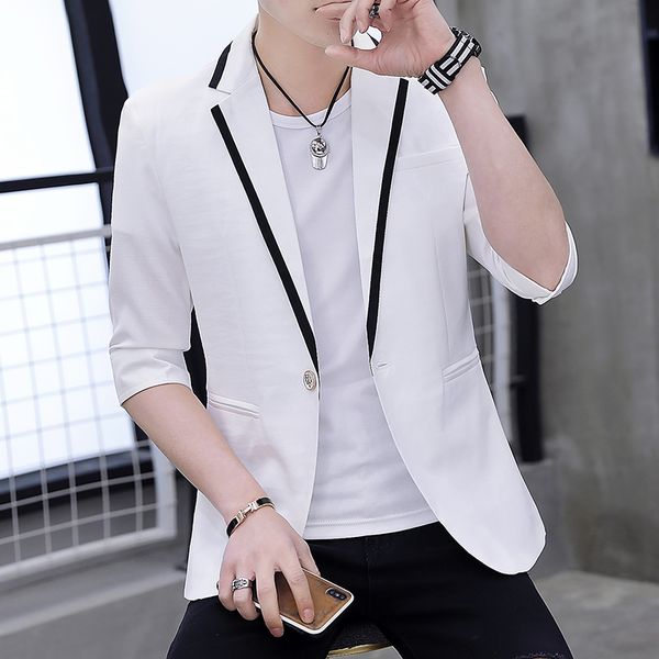 2019 summer suit jacket clothing modis smart casual 3/4 sleeve solid slim fit single button male blazers men, White;black
2019 summer suit jacket clothing modis smart casual 3/4 sleeve solid slim fit single button male blazers men, White;black