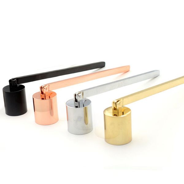 

candle snuffer bell shaped stainless steel flamer long handle put out fire wick extinguisher (black/brass/slivery/rose red