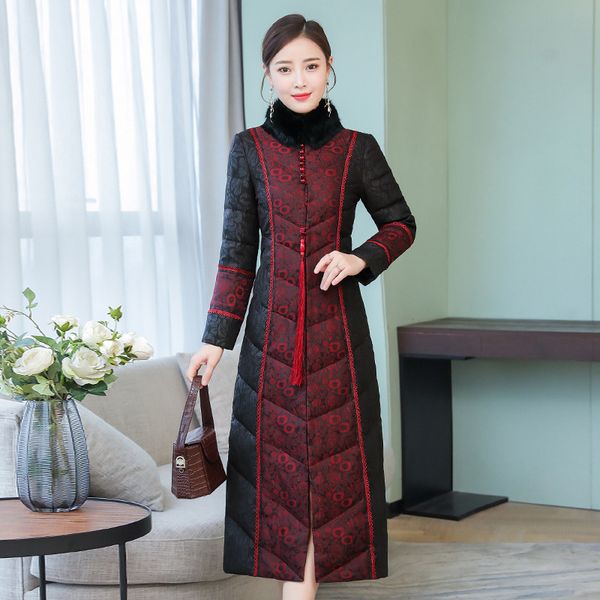 2019 winter real silk retro mom warm slim fit cotton coat chinese style long cheongsam coat, Blue;black
2019 winter real silk retro mom warm slim fit cotton coat chinese style long cheongsam coat, Blue;black