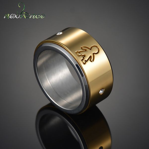 nextvance cz stone boy girl rotation ring gold stainless steel happy family ring for birthday gift jewelry, Silver
nextvance cz stone boy girl rotation ring gold stainless steel happy family ring for birthday gift jewelry, Silver