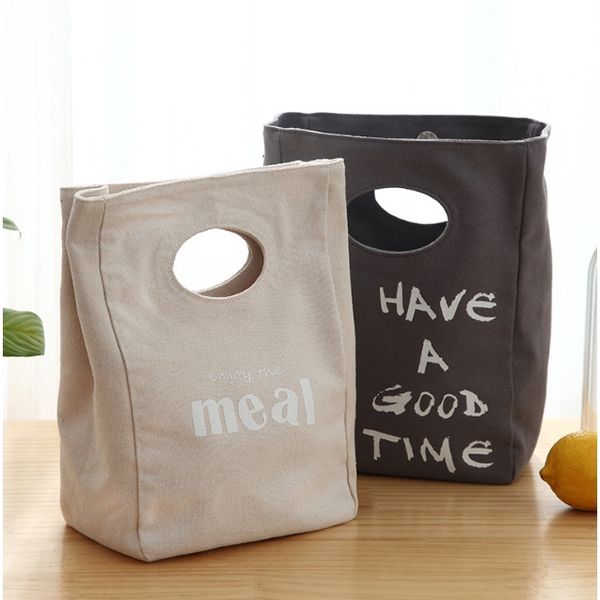 portable letter bento bag canvas bag portable bento box, Blue;pink