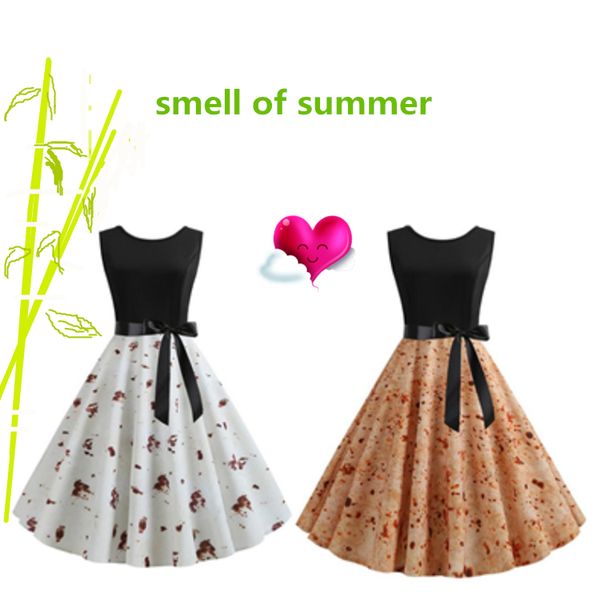 summer burrito dress mexican pancake printed dresses women vintage hepbu style sleeveless sundresses tortilla printing party dress t2b5006, Blue;gray
summer burrito dress mexican pancake printed dresses women vintage hepbu style sleeveless sundresses tortilla printing party dress t2b5006, Blue;gray