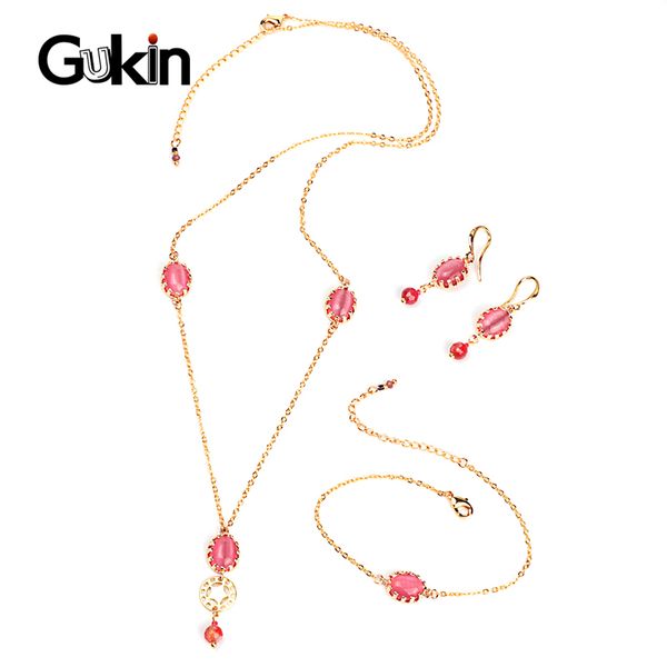 gukin bridal jewelry set fashion gold color pink opal pendant women's necklace earrings and bracelet wedding jewelry sets, Silver
gukin bridal jewelry set fashion gold color pink opal pendant women's necklace earrings and bracelet wedding jewelry sets, Silver