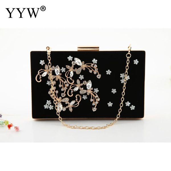 velour black vintage evening clutch purse flower rhinestone women wedding party handbag with chains strap
velour black vintage evening clutch purse flower rhinestone women wedding party handbag with chains strap