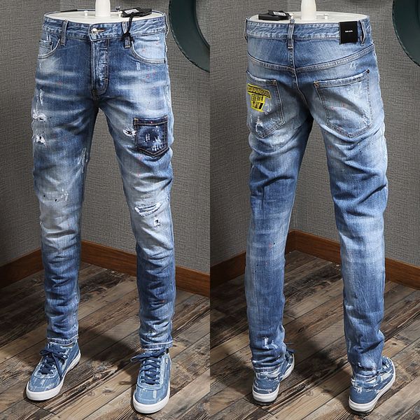 patchwork biker skinny jeans 2019 cool guy potch patches wash efect slim fit vingate denim trousers, Blue
patchwork biker skinny jeans 2019 cool guy potch patches wash efect slim fit vingate denim trousers, Blue