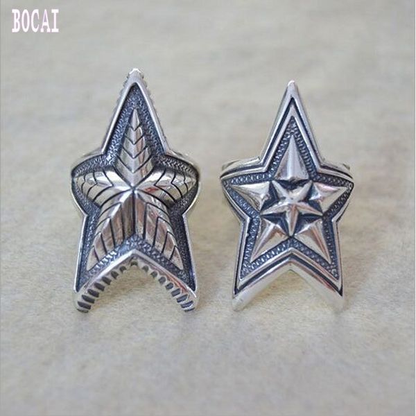 925 sterling silver jewelry personality punk style vintage thai silver five-pointed star ring adjustable size man's ring, Golden;silver
925 sterling silver jewelry personality punk style vintage thai silver five-pointed star ring adjustable size man's ring, Golden;silver