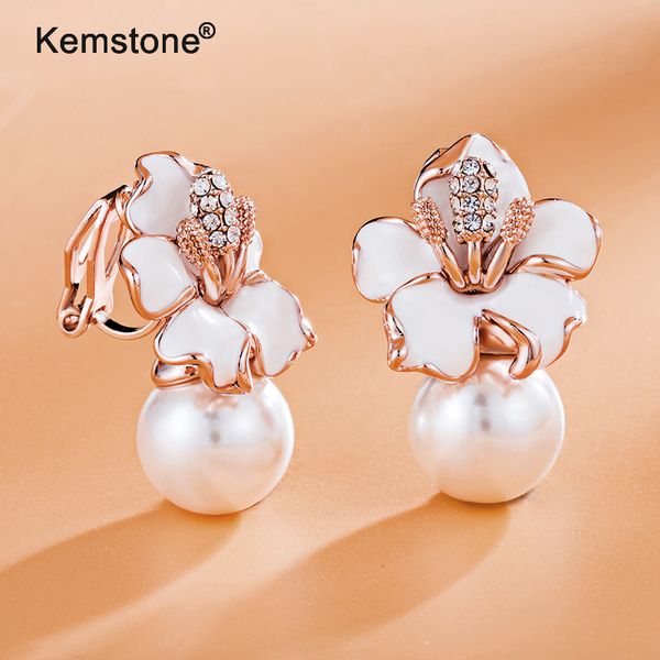kemstone rose gold/silver color simulated pearl cublic zirconia flower clip on earrings fashion women jewelry gifts, Golden
kemstone rose gold/silver color simulated pearl cublic zirconia flower clip on earrings fashion women jewelry gifts, Golden