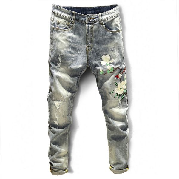 men's jeans 2021 light blue slim fit elastic flower bird embroidery pencil pants korean style jean
men's jeans 2021 light blue slim fit elastic flower bird embroidery pencil pants korean style jean
