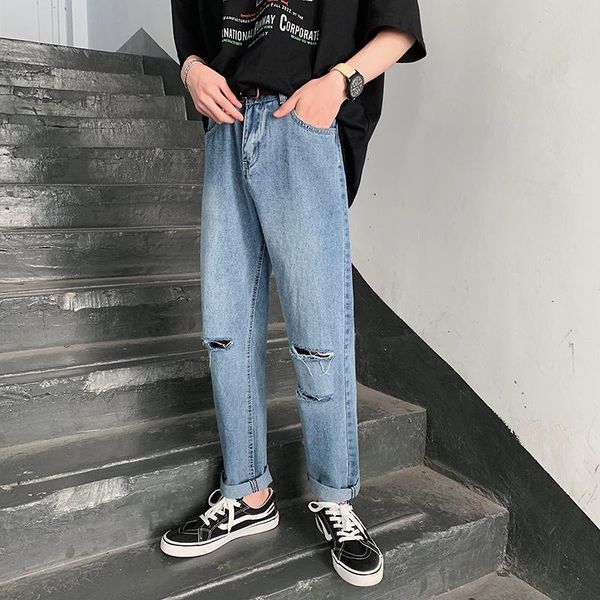 2019 new spring and summer cotton chinese style men's sports print broken edge loose jeans simple casual hip hop time limited, Blue
2019 new spring and summer cotton chinese style men's sports print broken edge loose jeans simple casual hip hop time limited, Blue