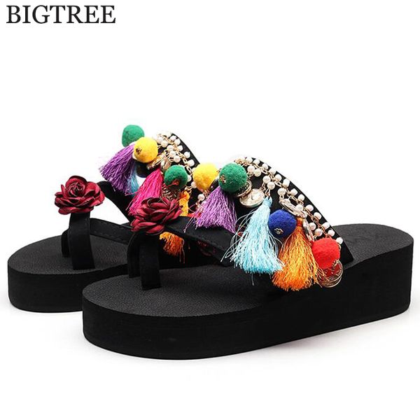 new shoes women summer high heel tassel platform wedges sandals fresh style beach holiday flip flops party slippers women c619, Black
new shoes women summer high heel tassel platform wedges sandals fresh style beach holiday flip flops party slippers women c619, Black