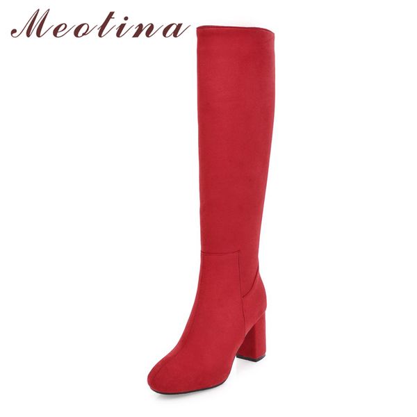 meotina women boots winter thick heel knee high boots zipper square toe high heel tall boots female shoes new red big size 33-43, Black
meotina women boots winter thick heel knee high boots zipper square toe high heel tall boots female shoes new red big size 33-43, Black