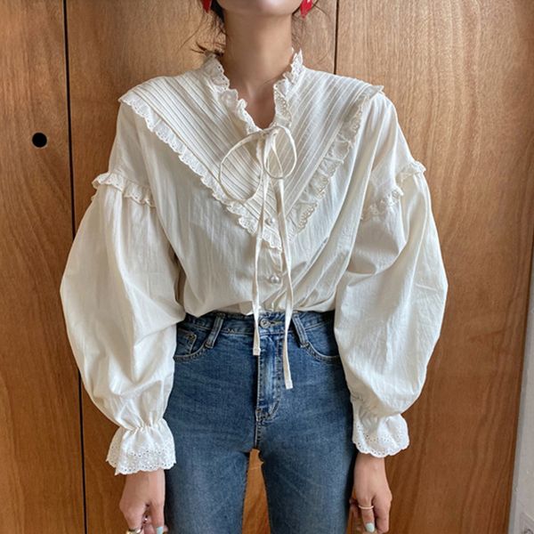 2020 new arrival hollow out vintage elegant women shirt solid long sleeve korean style loose blouses fashion blusas, White
2020 new arrival hollow out vintage elegant women shirt solid long sleeve korean style loose blouses fashion blusas, White