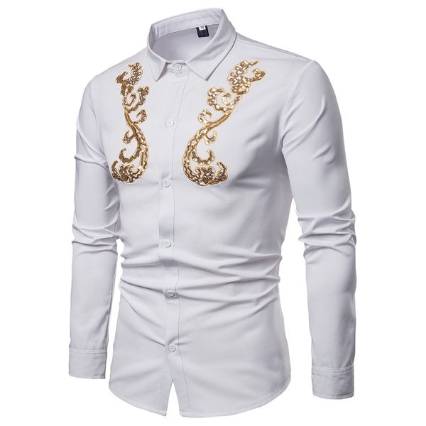 men's spring casual slim fit shirts printed long sleeve button bordado de la camisa shirt blouse camisa social masculina, White;black
men's spring casual slim fit shirts printed long sleeve button bordado de la camisa shirt blouse camisa social masculina, White;black