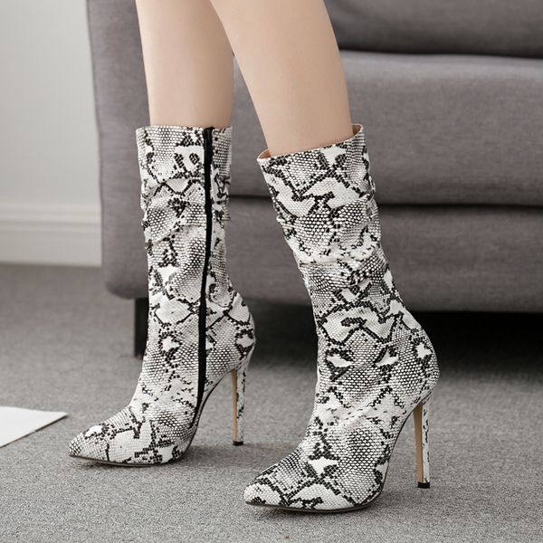 findher women mid calf boots 2019 snakeskin print shoes woman pointed toe party wedding shoes high heel autumn boots, Black
findher women mid calf boots 2019 snakeskin print shoes woman pointed toe party wedding shoes high heel autumn boots, Black