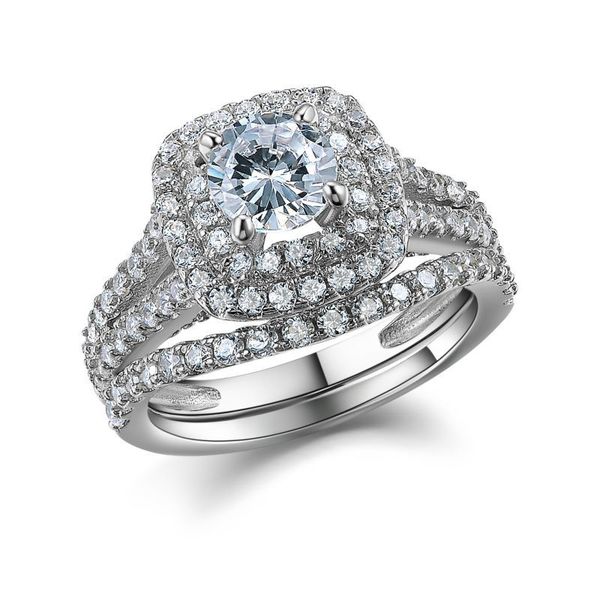 newshe 2 pcs solid 925 sterling silver women's wedding ring sets victorian style blue side stones classic jewelry for women cx200622, Slivery;golden
newshe 2 pcs solid 925 sterling silver women's wedding ring sets victorian style blue side stones classic jewelry for women cx200622, Slivery;golden