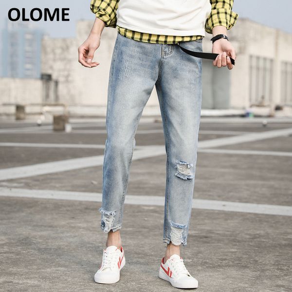summer new men's tide card broken hole korean version of the trend 100 leisure thin body wash small feet nine-point trousers man, Blue
summer new men's tide card broken hole korean version of the trend 100 leisure thin body wash small feet nine-point trousers man, Blue