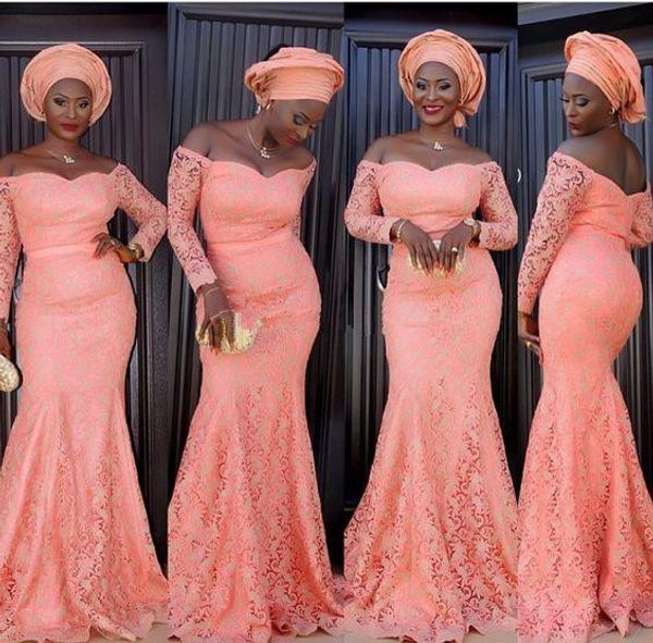 2019 Aso Ebi Women Formal Evening Dresses Long Sleeves Off Shoulder Mermaid Coral Lace Plus Size Arabic Mother of the Bride Gowns N40
2019 Aso Ebi Women Formal Evening Dresses Long Sleeves Off Shoulder Mermaid Coral Lace Plus Size Arabic Mother of the Bride Gowns N40