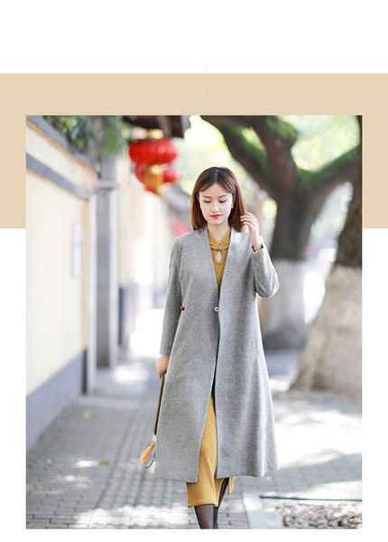 early spring original traditional retro chinese style big size long-section han style woolen jacket outerwear for women, Black
early spring original traditional retro chinese style big size long-section han style woolen jacket outerwear for women, Black