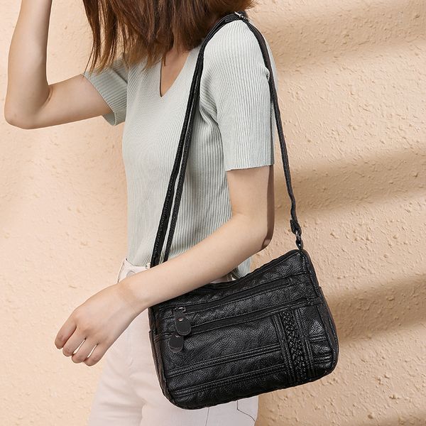 2020 new fashion multilayer soft leather shoulder bag small women's cross-body bag women handbags