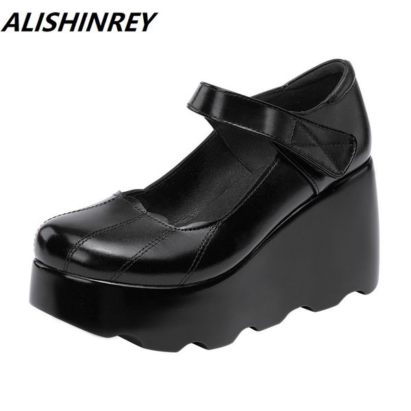 alishinrey 2020 autumn leather women shoes platform wedges high heels round toes ankle strap black women pumps large size 35-43
alishinrey 2020 autumn leather women shoes platform wedges high heels round toes ankle strap black women pumps large size 35-43