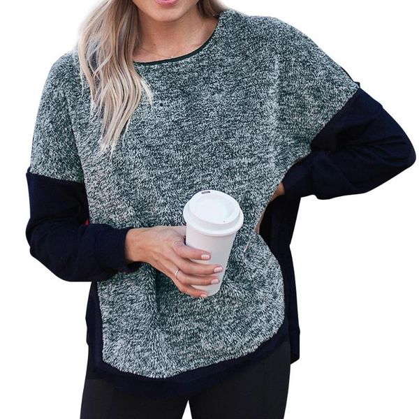 winter women sweatshirt long sleeve solid o-neck fleece splicing split, Black
winter women sweatshirt long sleeve solid o-neck fleece splicing split, Black