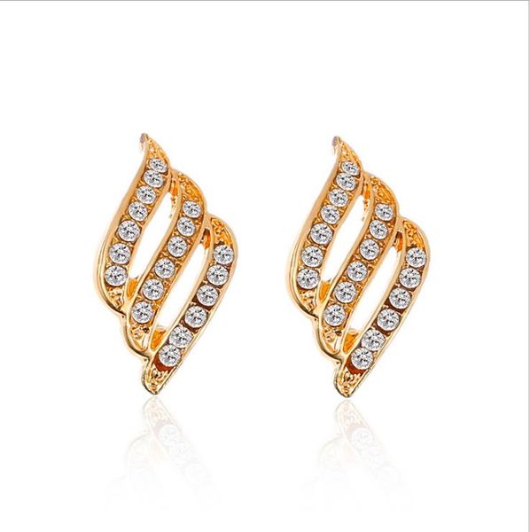 new european and american fashion women's temperament earrings exquisite angel wing earrings feathers inlaid with drill studs, Golden;silver
new european and american fashion women's temperament earrings exquisite angel wing earrings feathers inlaid with drill studs, Golden;silver