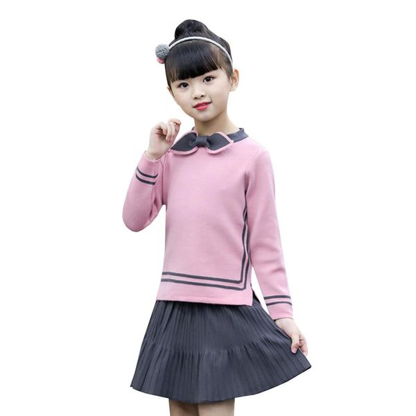 girls sweater clothing set bow stripe knitwear coat winter autumn girls sweater long sleeve warm two-piece +skirts, Blue
girls sweater clothing set bow stripe knitwear coat winter autumn girls sweater long sleeve warm two-piece +skirts, Blue