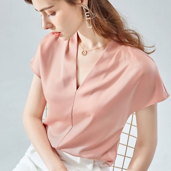 acetic acid satin 2020 design sense women's elegant silky all-match v-neck collarbone coat t-shirt short sleeve t-shirt, White
acetic acid satin 2020 design sense women's elegant silky all-match v-neck collarbone coat t-shirt short sleeve t-shirt, White
