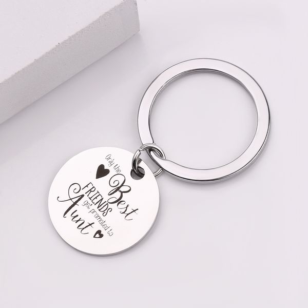 

keychain engraved only the friends get promoted to aunt for friend sister new baby gift girl's holder key tag, Silver