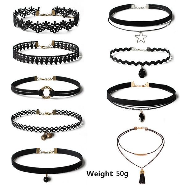 european and american gothic neckband collar necklace set lace necklace set, Silver
european and american gothic neckband collar necklace set lace necklace set, Silver