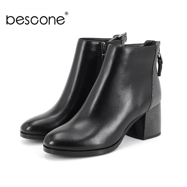 bescone genuine leather women ankle boots casual handmade square heel shoes basic round toe zipper high heel ladies boots bc335, Black
bescone genuine leather women ankle boots casual handmade square heel shoes basic round toe zipper high heel ladies boots bc335, Black