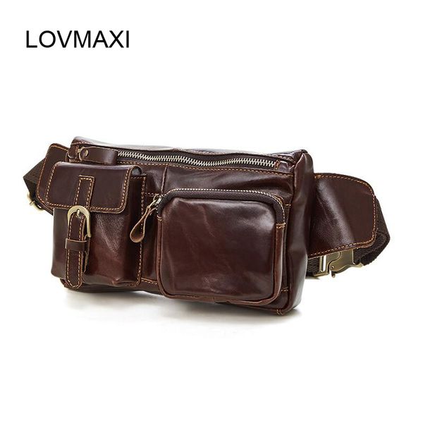 lovmaxi genuine leather waist packs men waist bags fanny pack bags phone pouch travel male small bag leather