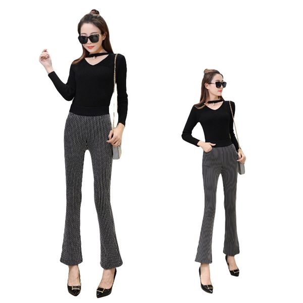 2019 spring new style black and white vertical striped women's pants slimming micro bell-bottom pants women's high-waisted large
2019 spring new style black and white vertical striped women's pants slimming micro bell-bottom pants women's high-waisted large