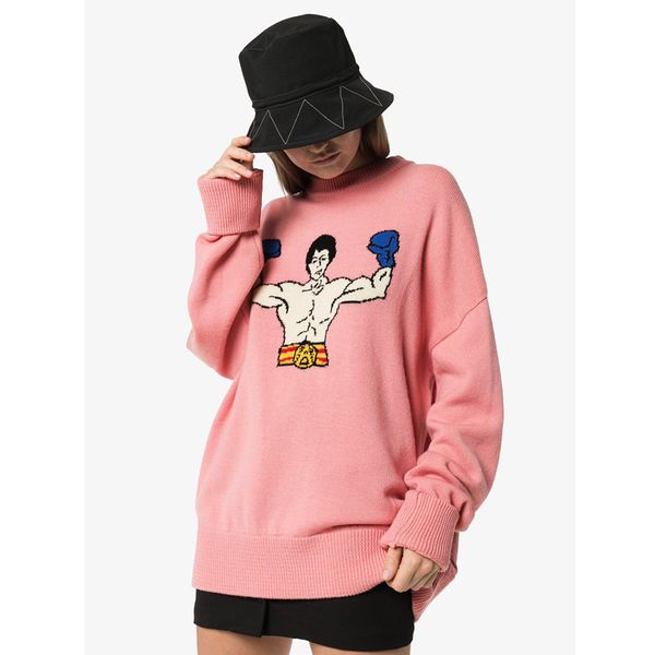 12.30 2020 winter autumn new cartoon pattern o-neck pullover loose pink sweater women, White;black
12.30 2020 winter autumn new cartoon pattern o-neck pullover loose pink sweater women, White;black