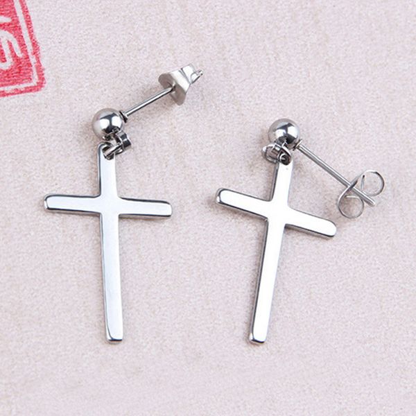 high polished silvertone stainless steel christ cross dangle ear studs earring piercings jewelry, Golden
high polished silvertone stainless steel christ cross dangle ear studs earring piercings jewelry, Golden