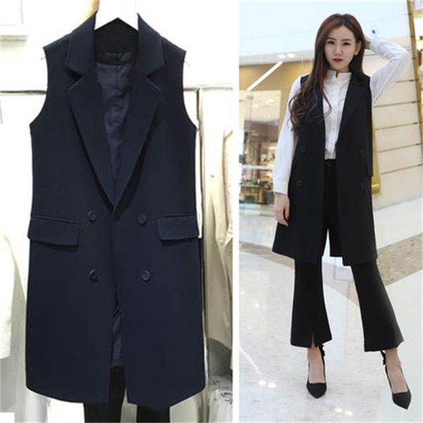 2019 spring and autumn new fashion ladies slim large size was thin in the long suit vest, Black;white
2019 spring and autumn new fashion ladies slim large size was thin in the long suit vest, Black;white
