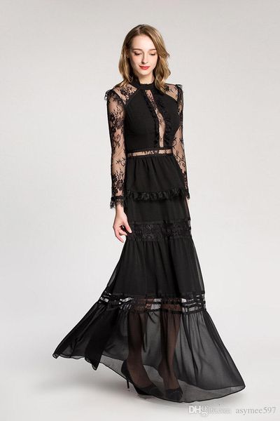 fashion new women's transparent lace panelled dresses,long sleeve nice runway and party ruffle dress of lady,runway skirt, Black
fashion new women's transparent lace panelled dresses,long sleeve nice runway and party ruffle dress of lady,runway skirt, Black