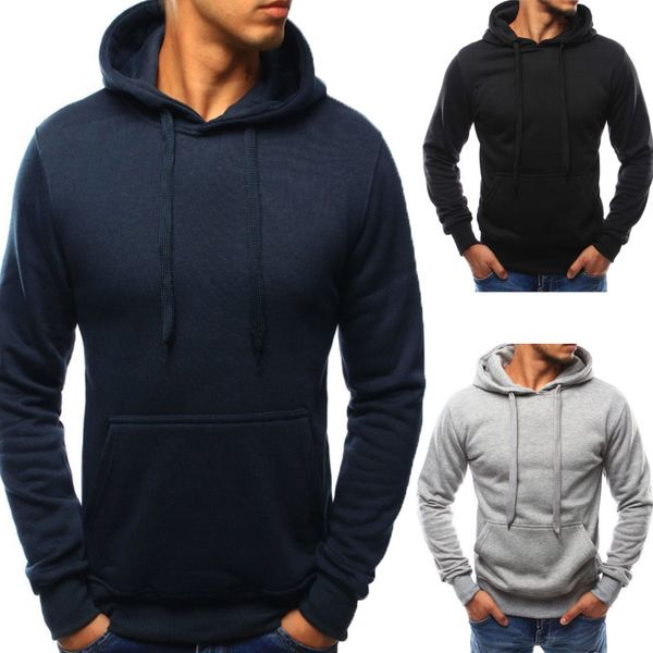 толстовка мужская однотонная повседневная толстовка с капюшоном, Black 
толстовка мужская однотонная повседневная толстовка с капюшоном, Black