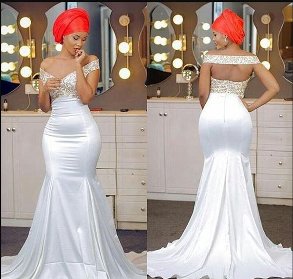 2019 new mermaid wedding dresses v neck beaded lace satin sequins off the shoulder backless black girls bridal wedding gowns dresses, White
2019 new mermaid wedding dresses v neck beaded lace satin sequins off the shoulder backless black girls bridal wedding gowns dresses, White