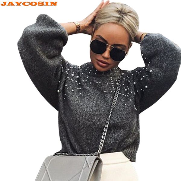 women spring gray o-neck long sleeve pearl knitted sweaters blouse pullovers sweaters for ladies, White;black
women spring gray o-neck long sleeve pearl knitted sweaters blouse pullovers sweaters for ladies, White;black