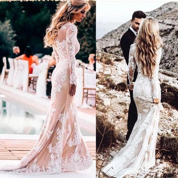 vestidos de novia mermaid wedding dresses crew neck lace applique long sleeves country style bridal gowns bohemain boho wedding dress, White
vestidos de novia mermaid wedding dresses crew neck lace applique long sleeves country style bridal gowns bohemain boho wedding dress, White