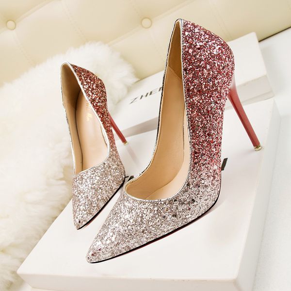 11cm stiletto heel gradient sequins pumps pointed toe glittler bridal wedding banquet shoes red purple blue with bottom red xshfbcl lll, Black
11cm stiletto heel gradient sequins pumps pointed toe glittler bridal wedding banquet shoes red purple blue with bottom red xshfbcl lll, Black