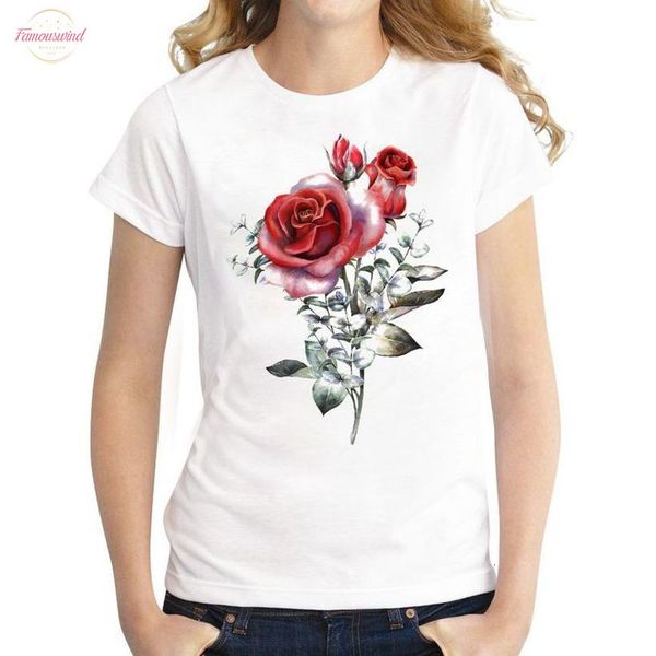 fashion design romantic v-neck rose flower t shirt women short sleeve customized famale novelty tee, White
fashion design romantic v-neck rose flower t shirt women short sleeve customized famale novelty tee, White