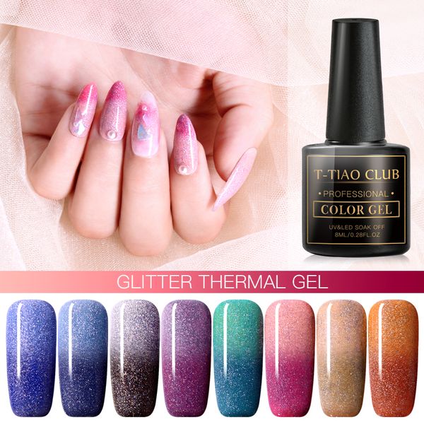 T-tiao Club 8ml Thermal Nail Gel Polish 2 Colors Temperature Color Changing Soak Off Uv Gel Lacquer Nail Art Varnish Manicure