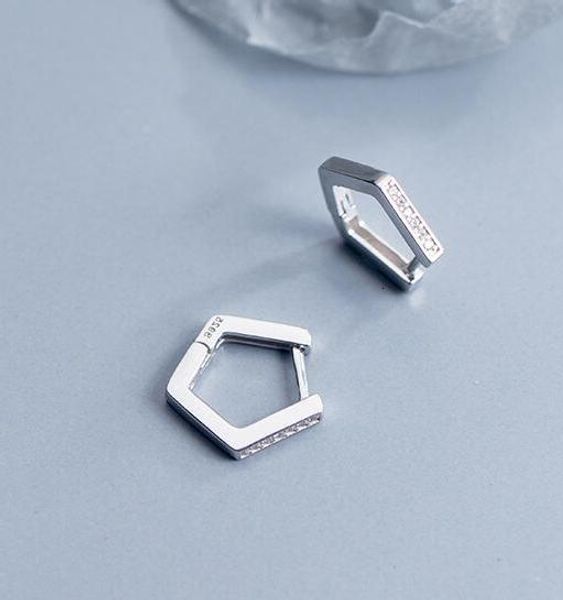 small 1pair real. 925 sterling silver polished /crystals cz set pentagon earrings hoop jewelry 13mm gtle2754, Golden;silver
small 1pair real. 925 sterling silver polished /crystals cz set pentagon earrings hoop jewelry 13mm gtle2754, Golden;silver